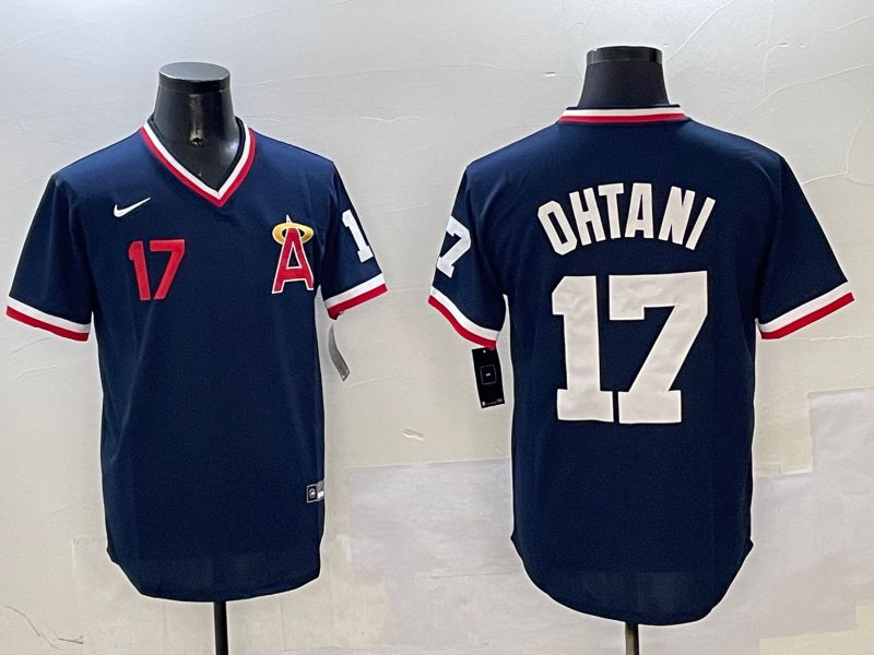 Men Los Angeles Angels #17 Ohtani Blue Throwback Game 2025 Nike MLB Jersey style 5